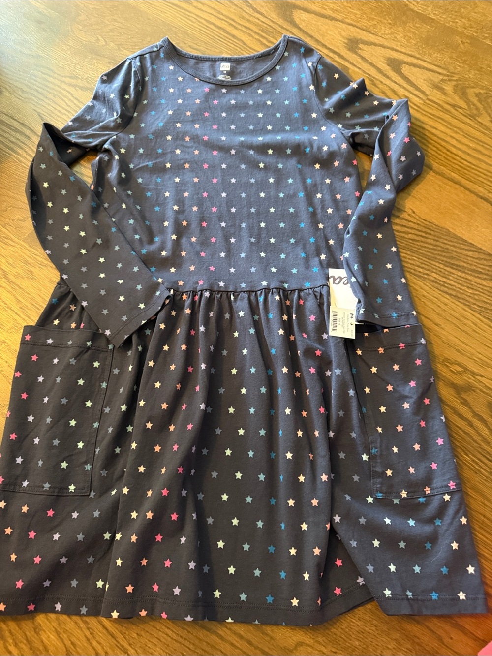 Tea Collection Navy Long-Sleeve Star Print Dress size 12